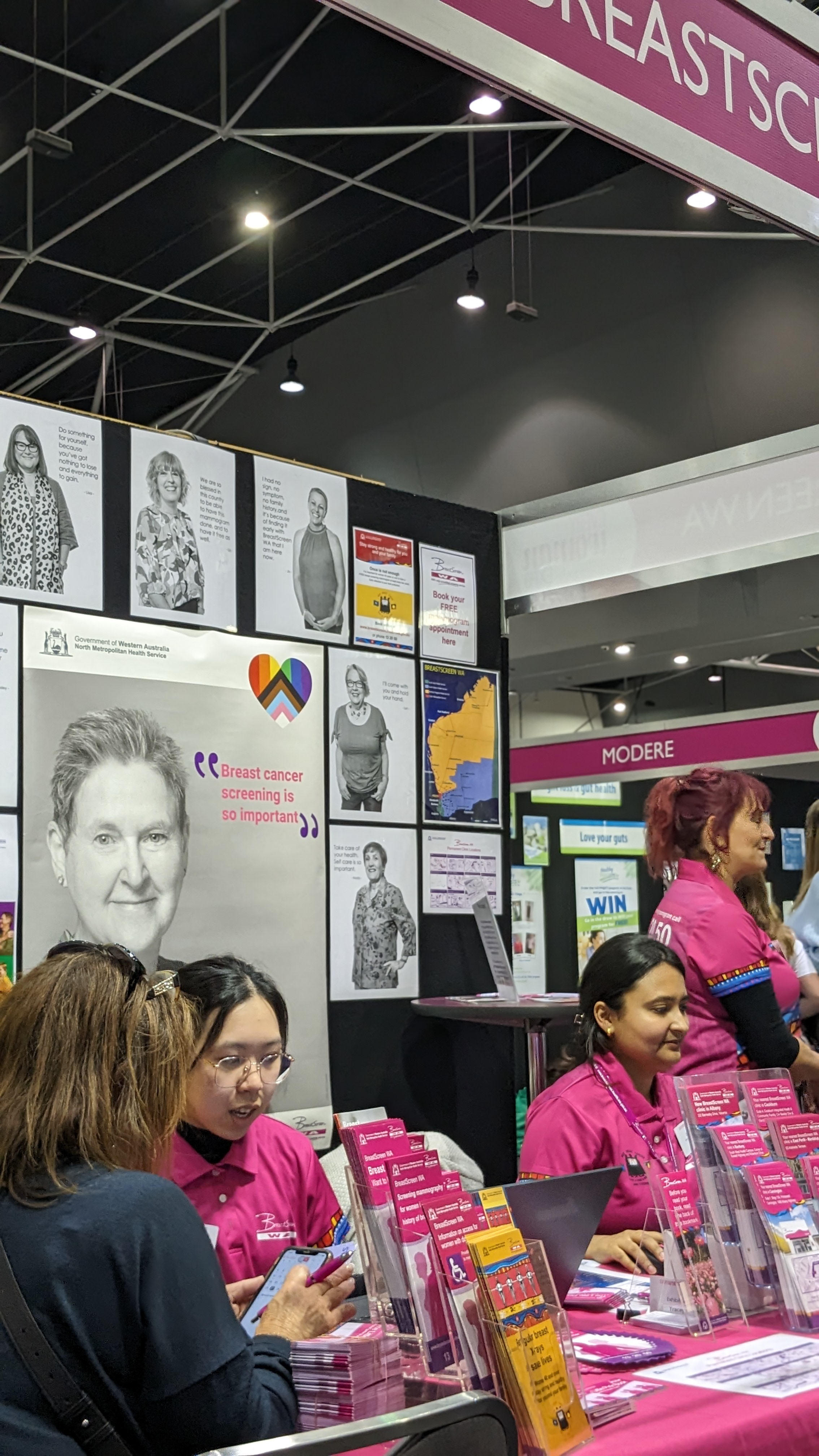 BreastScreen Wa staff booking a client at Everywoman expo 2023