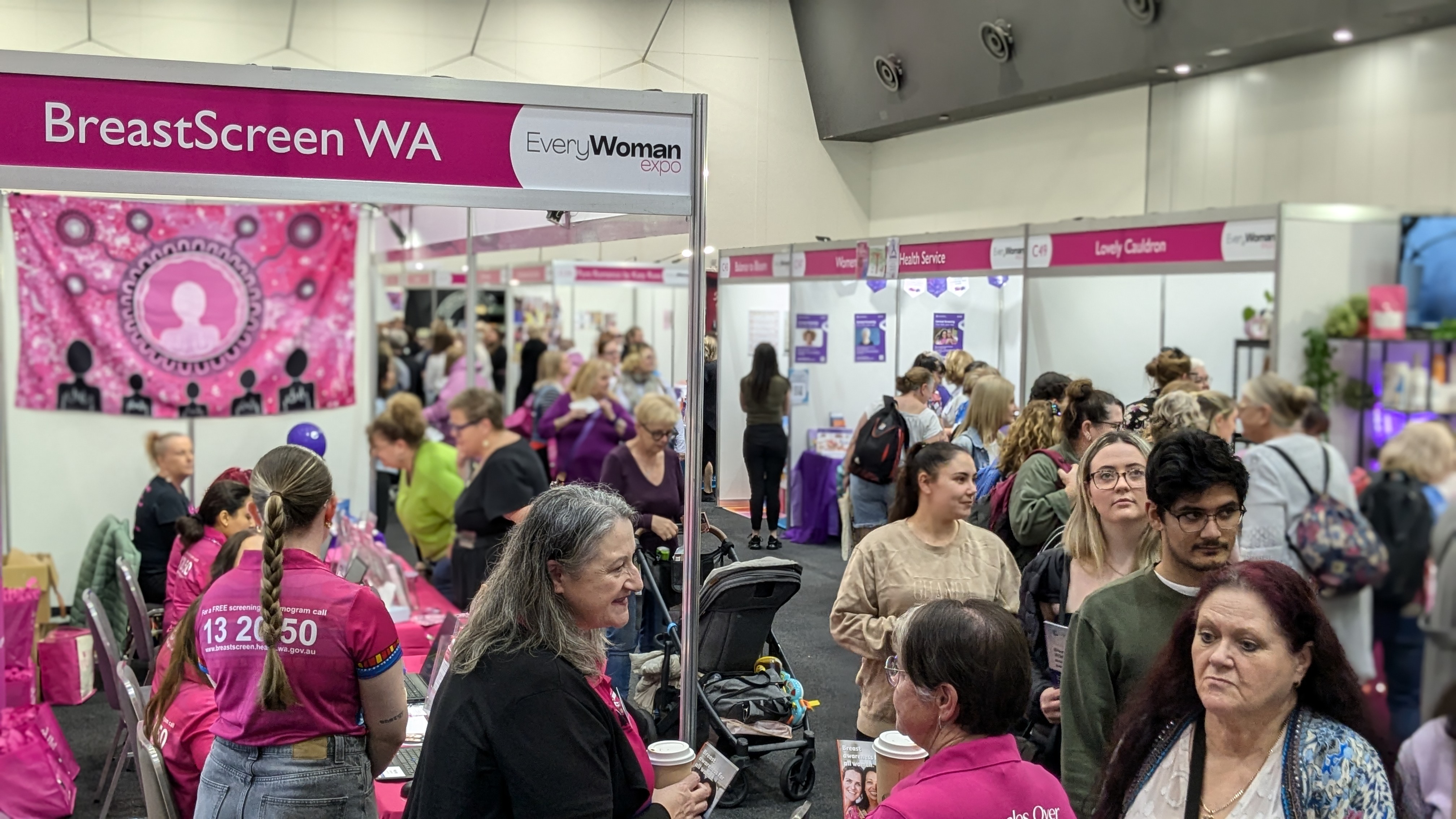 BreastScreen Wa booth and crowds at EveryWoman Expo