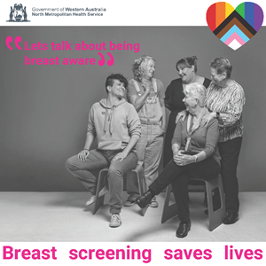 Group photo breast awareness social media tile promoting breast screening