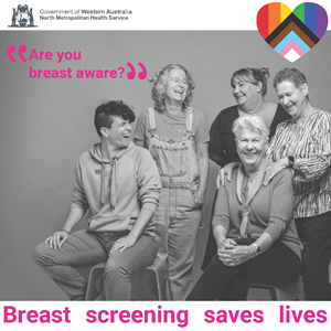 Group photo are you breast aware social media tile promoting breast screening