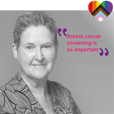 Woman smiling with text reading "Breast cancer screening is so important"